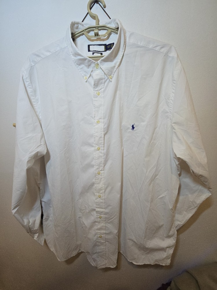 Polo Ralph Lauren Shirt Mens 3XLT White Oxford Cotton Button Down Long Sleeve