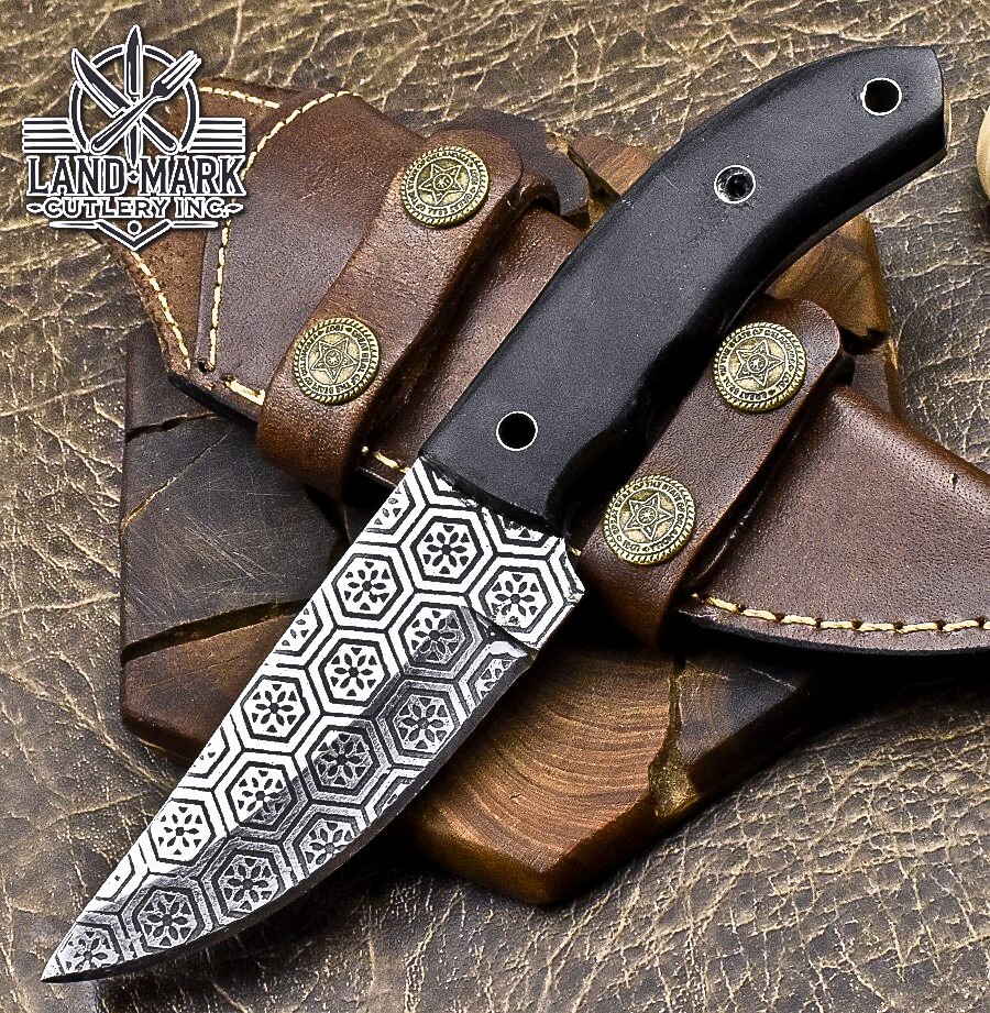 Custom D2 Steel Hunting Skinner Knife with Black Beauty Handle