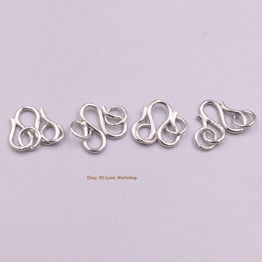 4pcs Real 925 Sterling Silver 8*9mm M-Shape Clasp DIY Chain Bracelet Connector
