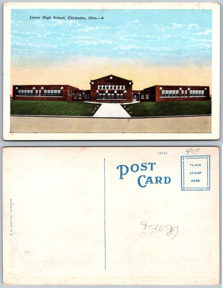 Junior High School Chickasha OK Postcard