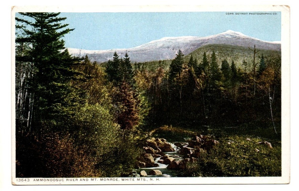 Vintage Phostint Postcard Detroit Publishing Ammonoosuc River Mt Monroe NH