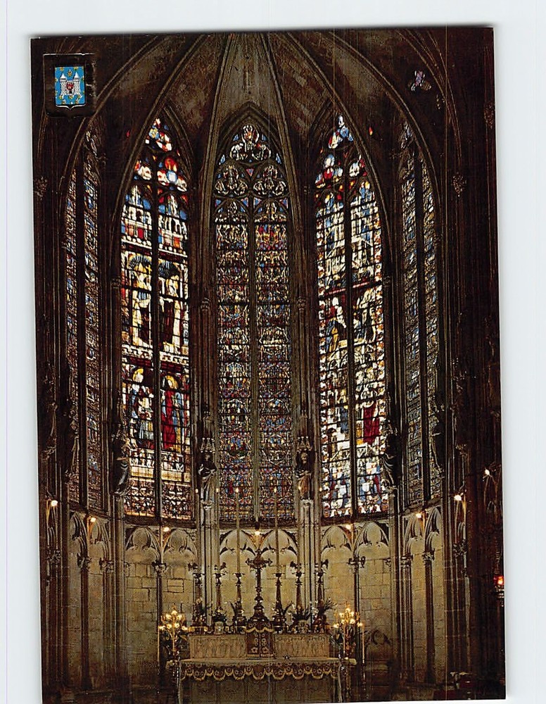 Postcard Stained Glass Window Basilica of Saint-Nazaire Carcassonne France