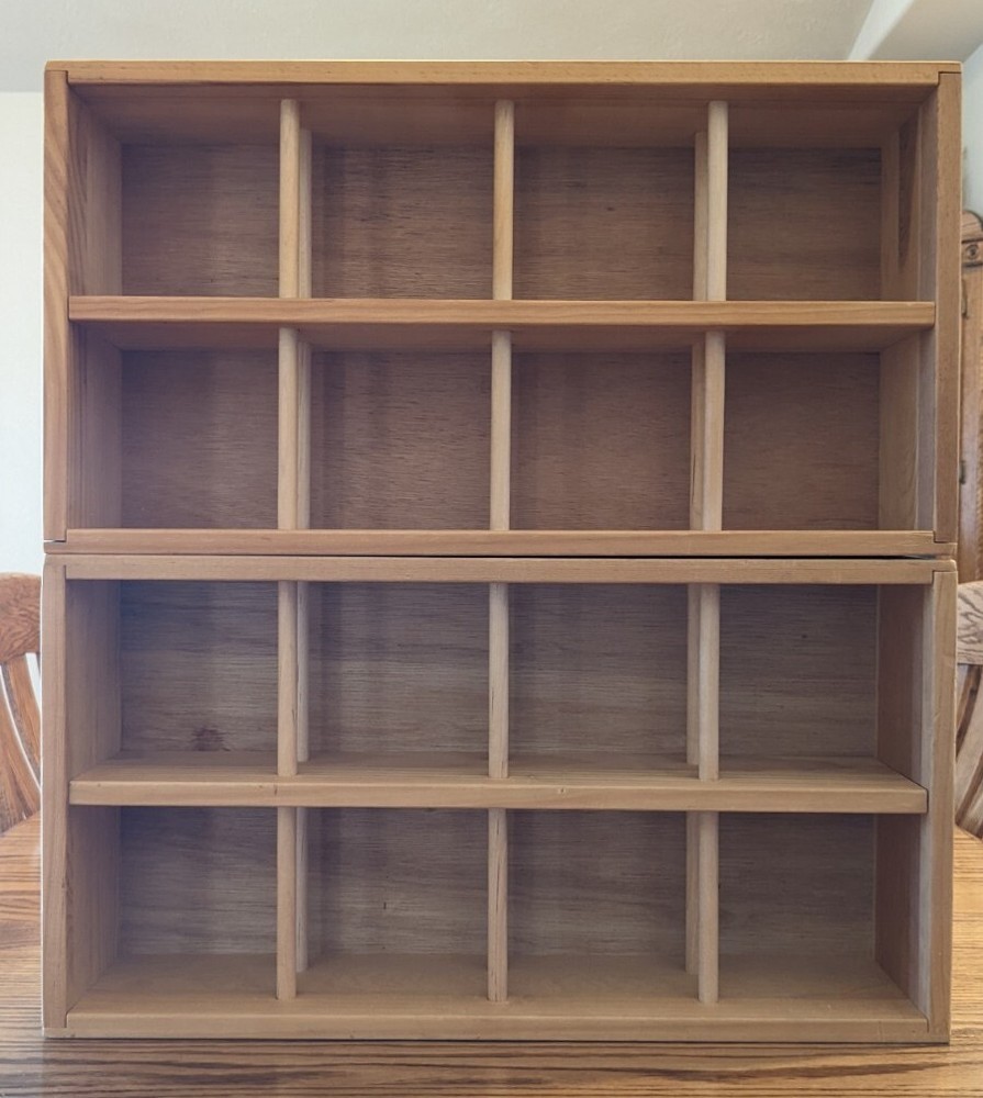 Lot of 2 Napa Valley Box Co Wood 96 CD Compact Disc Storage Rack Shelf Crate