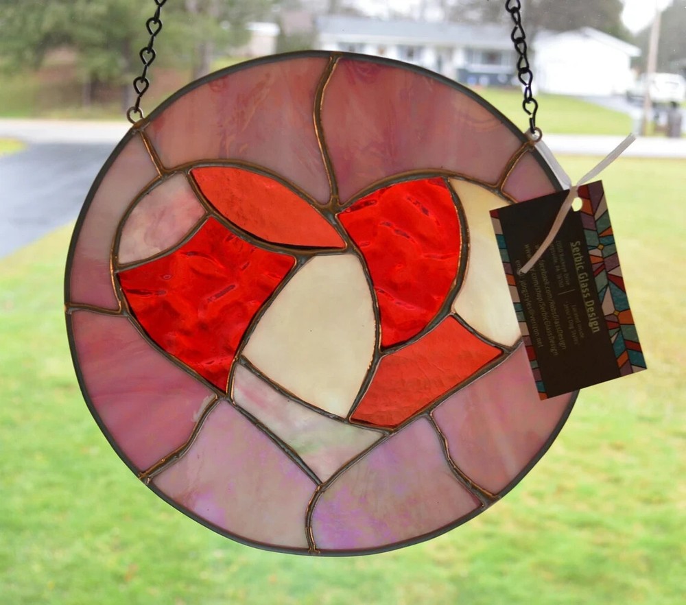 Handmade One of a Kind Stained Glass Valentine Valentines Day Lover Love Gift