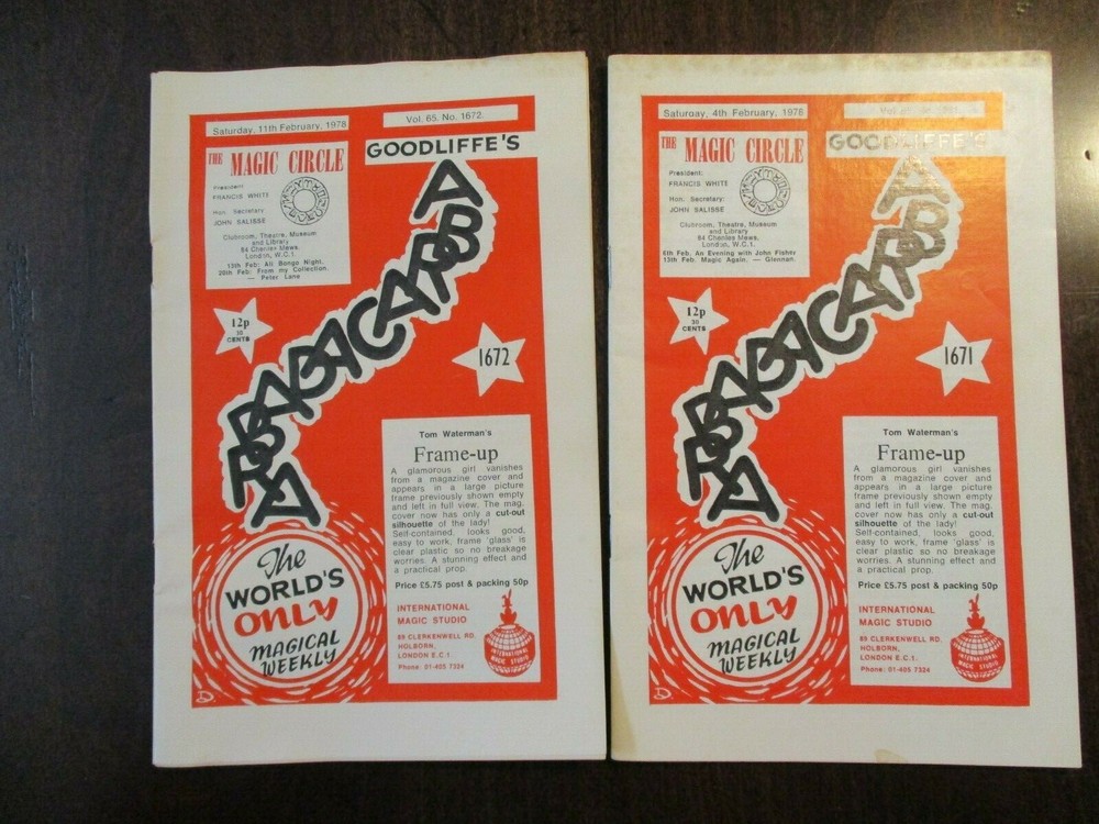LOT OF 2 GOODLIFFE'S ABRACADABRA MAGIC MAGAZINE VOLUME 65 #'s 1671 & 1672 1978-image