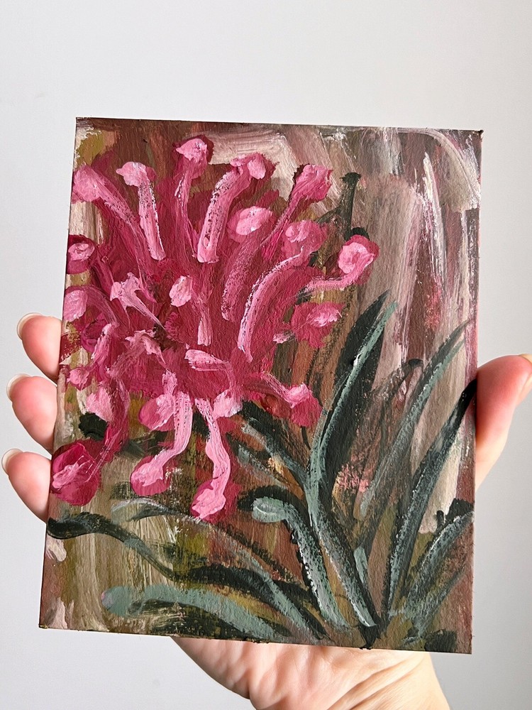 Exotic Flowers Oil Painting Tropical Flower Art Original Floral Art Miniature