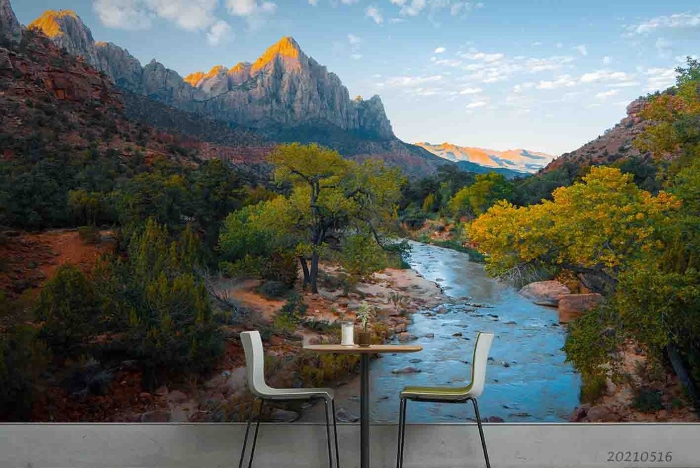 3D Mountain Forest River Landscape Wall Murals Wallpaper Murals Wall Sticker 6