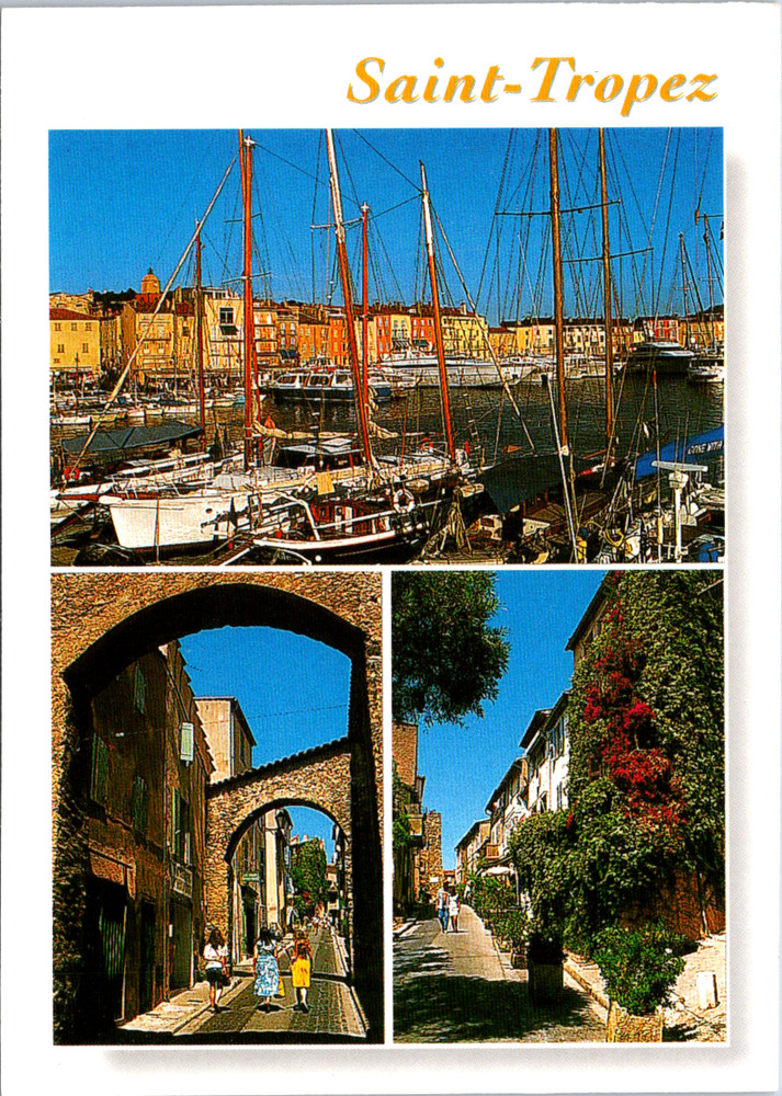 Vintage Postcard Saint Tropez Harbor Streets France