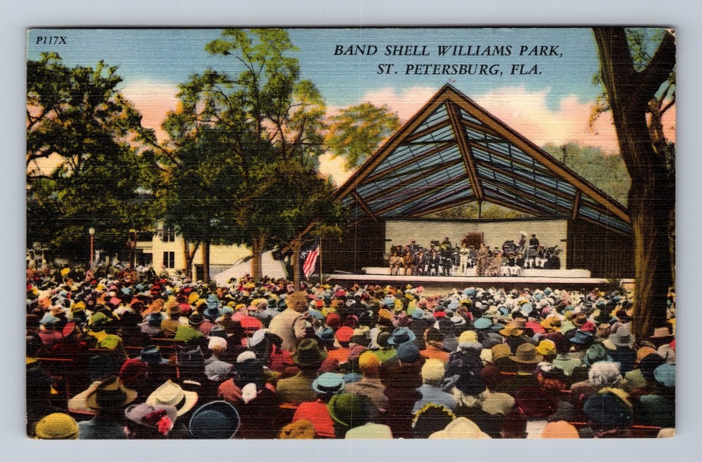 St Petersburg FL-Florida Band Shell Williams Park Vintage Postcard