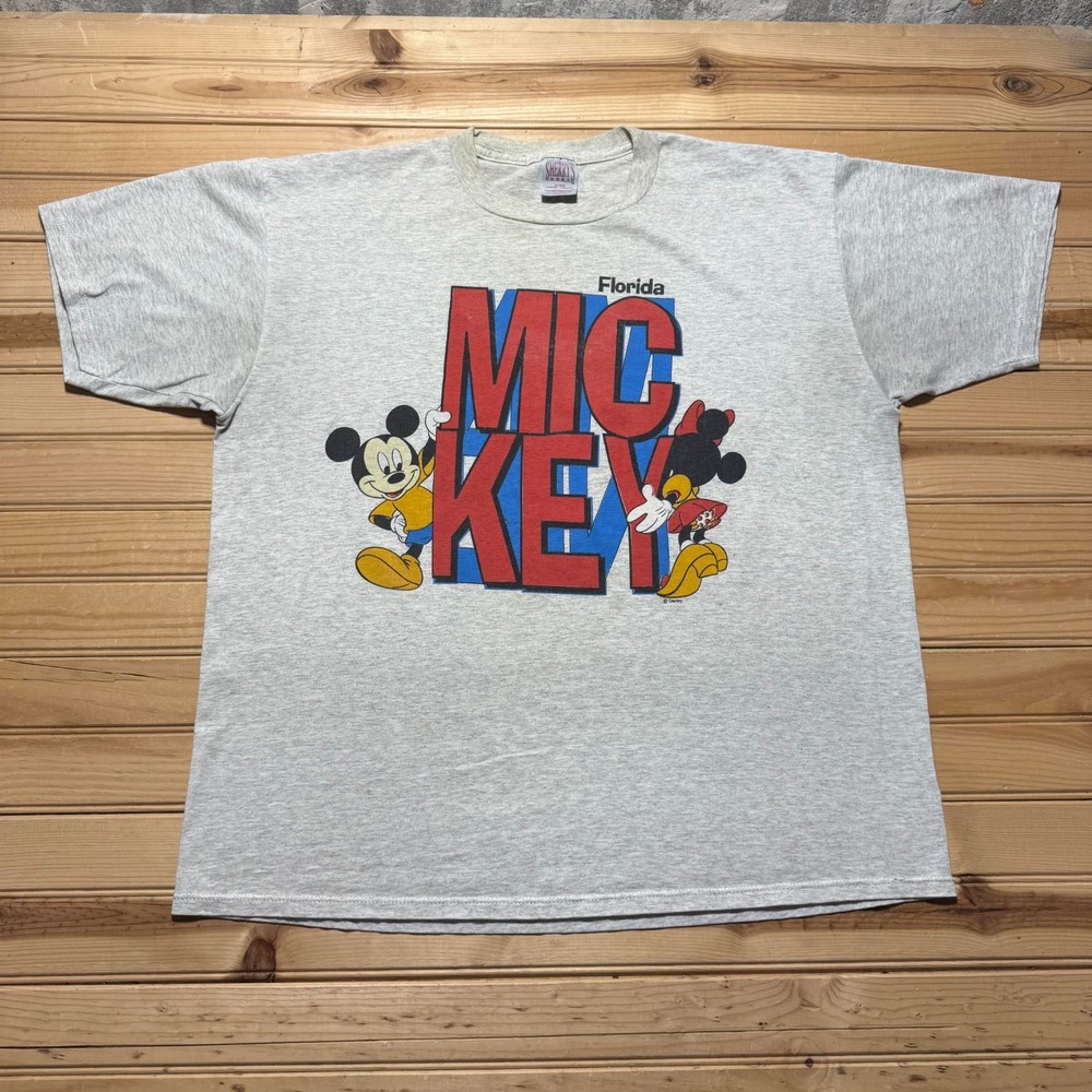 Vintage 90s Disney Mickey Minnie Mouse Florida Double Sided T-Shirt USA Made XL