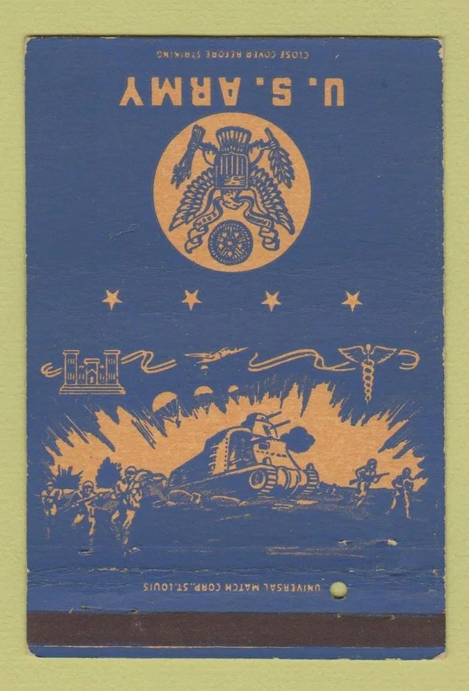 Matchbook Cover - US Army postcard 40 Strike