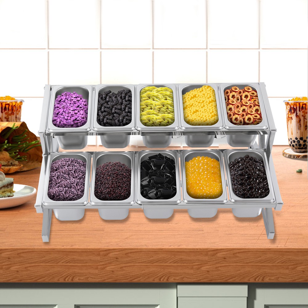 10*spice Box W/ Handle Organizer Shelf,2-tier,201 Stainless Steel Seasoning Rack