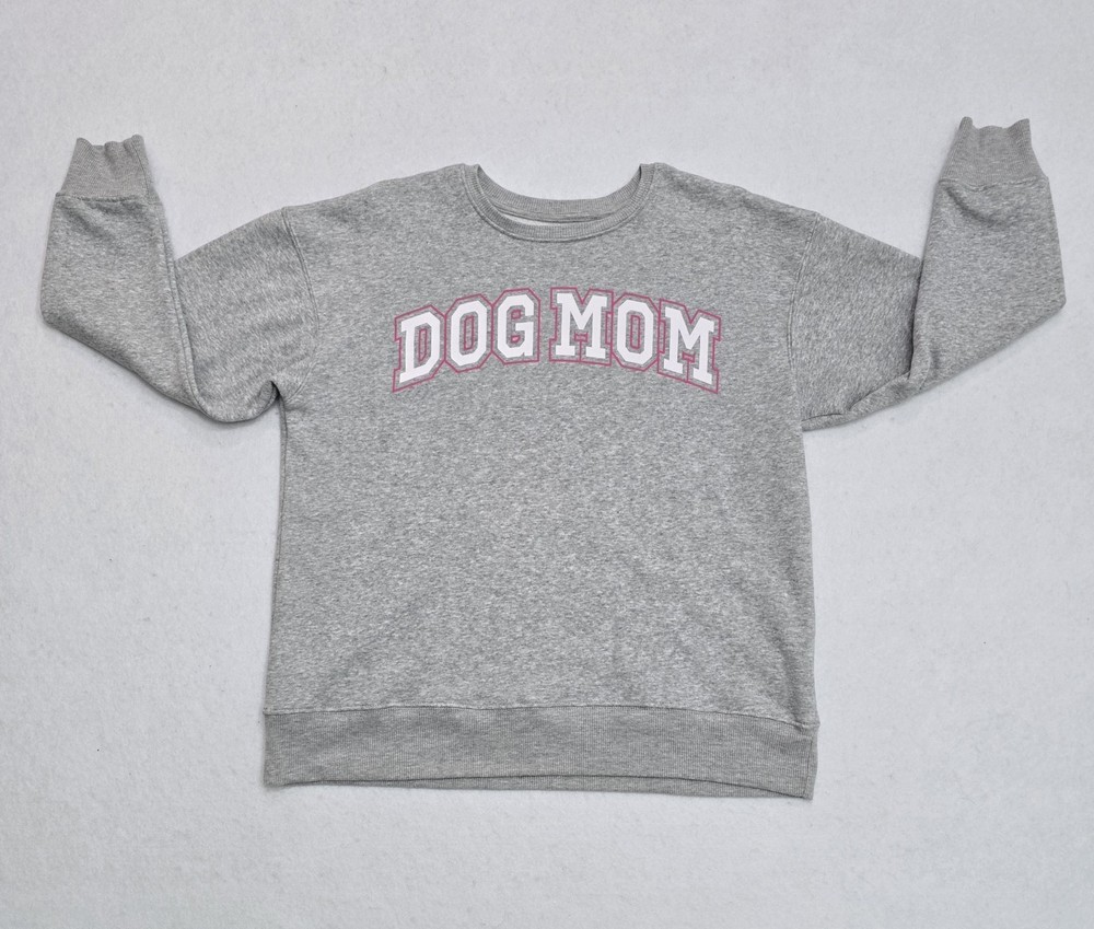 Dog Mom Crewneck Womens Sweatshirt Gray Size Medium