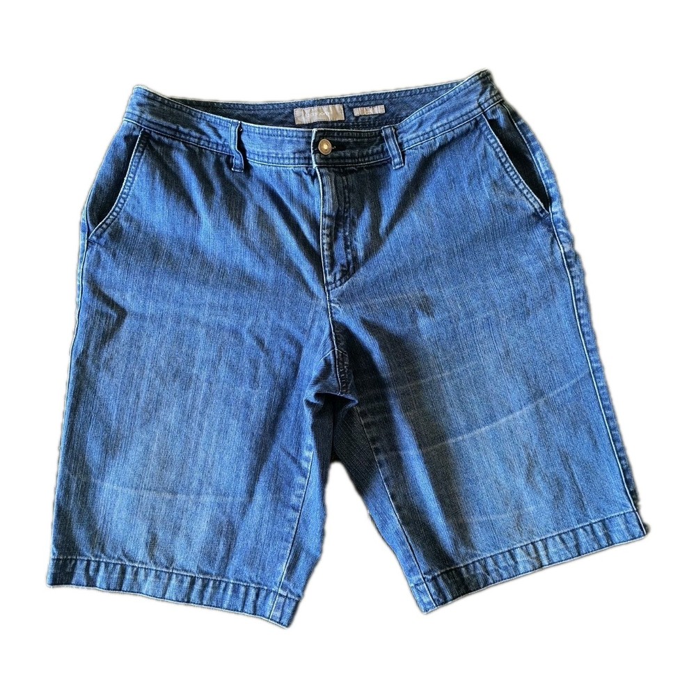 Liz Claiborne Audra Size 14 Denim Bermuda Shorts Medium Wash Blue 100% Cotton