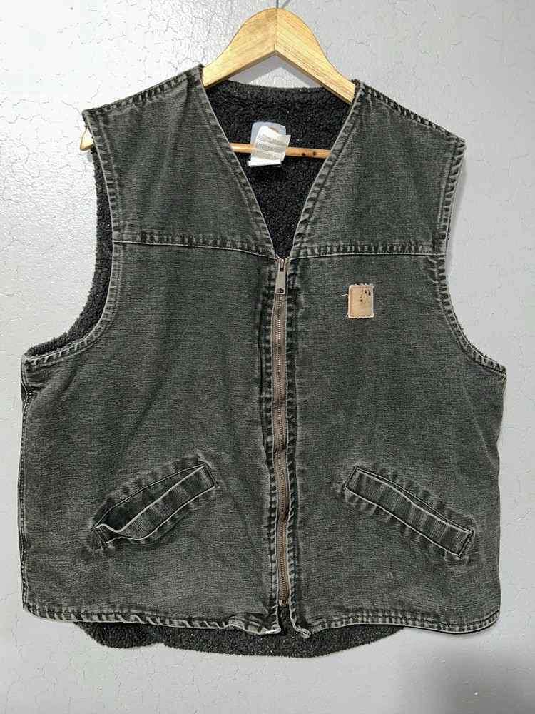 Vintage Carhartt V13MOS Sherpa-Lined Vest Size XL Tall