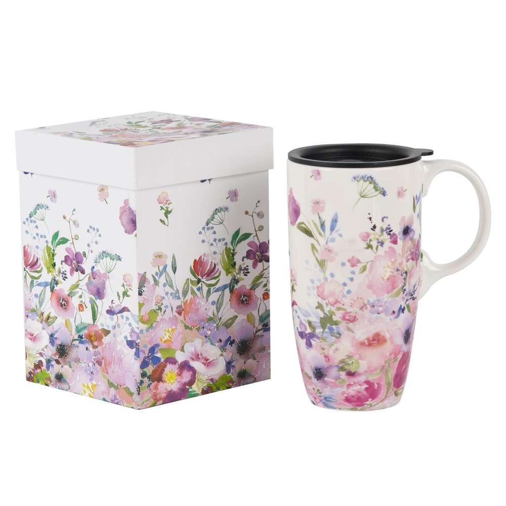 Ceramic Travel Mugs Porcelain Latte Tea Cup Coffee Mug with Gift Box, 17oz. P...