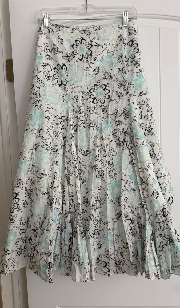 Alex Marie Maxi 100% Cotton Floral Skirt Size 16 Fully Lined. Side Zip Gorgeous