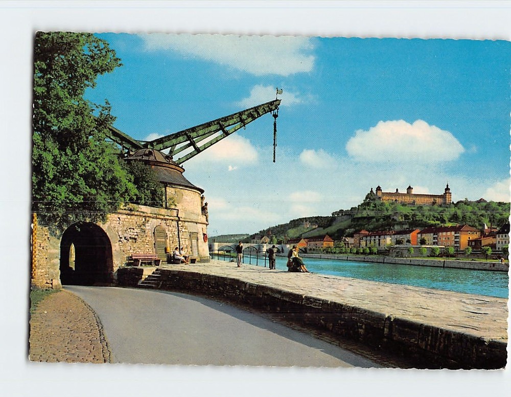 Postcard Alter Kranen und Festung Marienberg Würzburg Germany