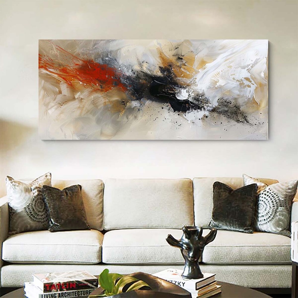 Black Red Handpainted Abstract Oil Paintings On Canvas Wall Art Picture Home