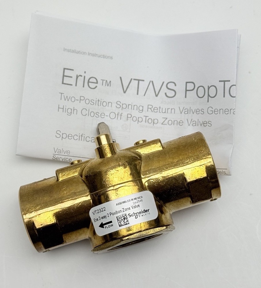VT2322  SCHNEIDER ELECTRIC, Erie 2-Way 2 Position Zone Valve, 3/4