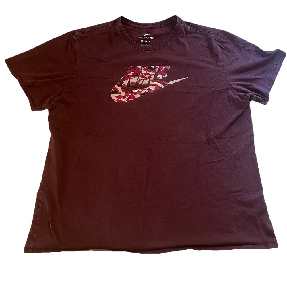 Nike Swoosh Athletic Cut Shirt Mens Large Maroon Short Sleeve Crewneck Red Tee