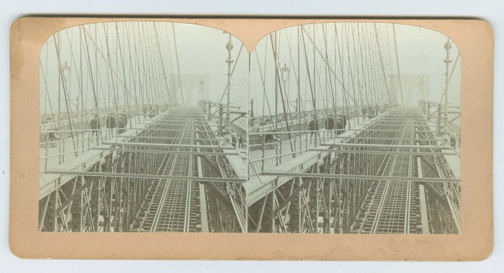 D0898~ NEW YORK – Brooklyn Bridge c.1895 Stereoview