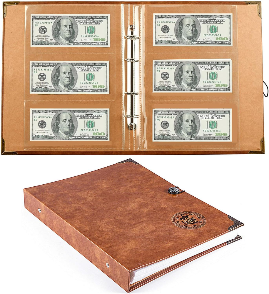 120 Pockets Currency Paper Money Collection Book Album Dollar Bill Holder Sleeve