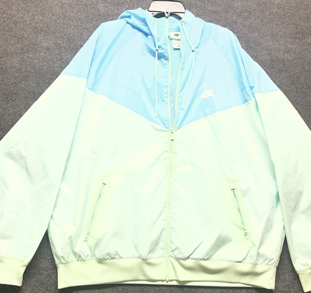 Nike Windrunner Women's Colorblock Hooded Lightweight Jacket Light Blue Mint XXL