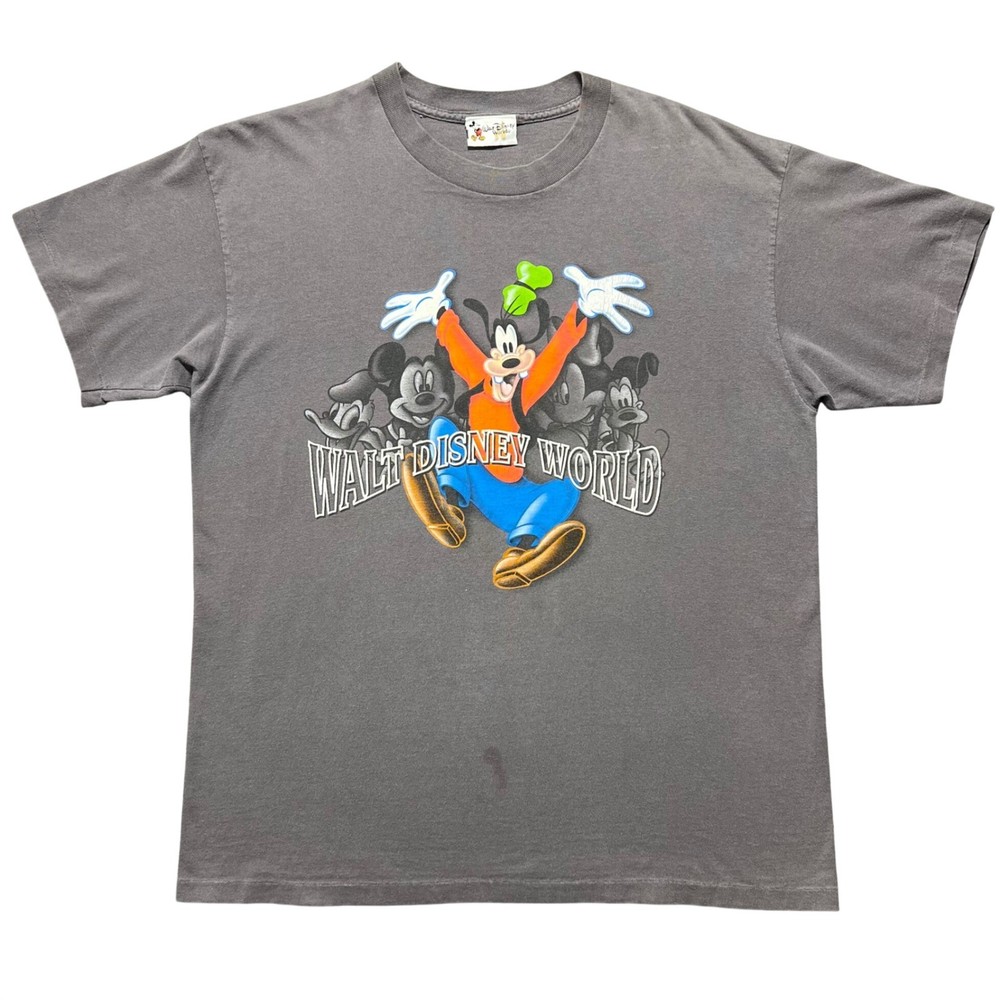 Vintage 90s Walt Disney World T Shirt XL Gray Goofy Mickey Donald Single Stitch