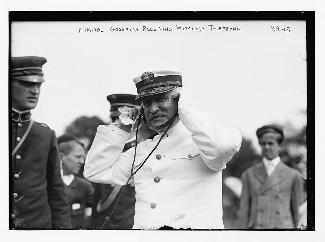 Photo:Admiral Goodrich receiving wireless telephone