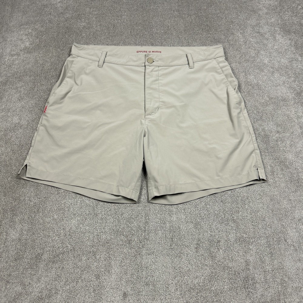 Rhone Commuter Shorts Mens 33 Performance Chino 7” Inseam Flat Front Tan Khaki