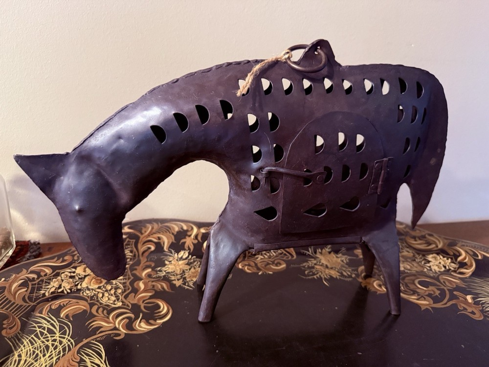 Rustic Metal Horse Sculpture Candle holder with Cutout Design