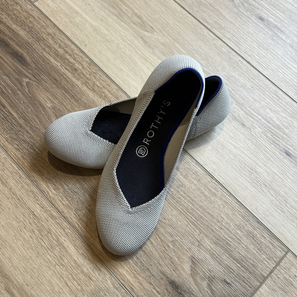 Rothy’s Slip On Ballet Flats Taupe Tan Round Toe Casual Comfort Women's size 8