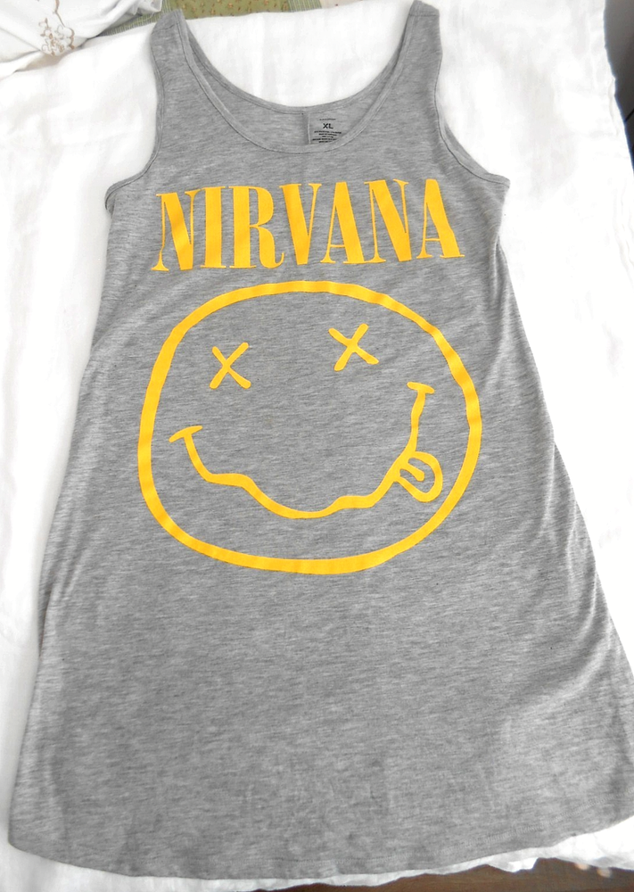 NIRVANA Brand Yellow Smiley Face Grunge Tank Top T-Shirt XL 2014 EXCELLENT