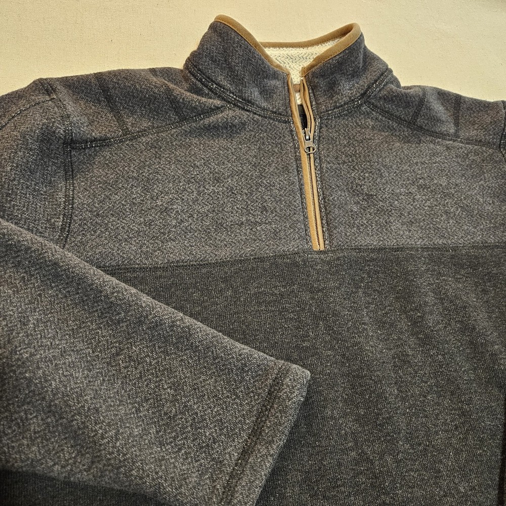 Dakota Grizzly Sweater Mens Large 1/4 Zip Long Sleeve Pullover. Dark Gray/Black