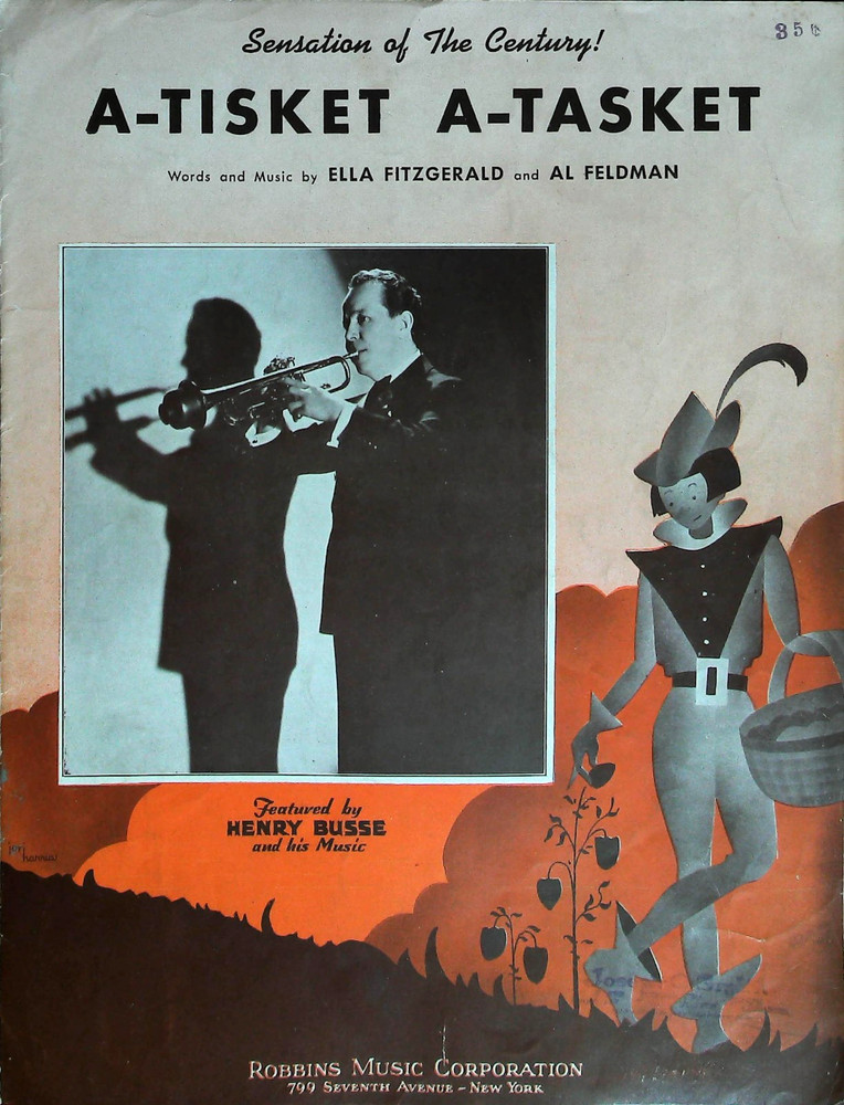 A-Tisket A-Tasket Vintage Sheet Music by Ella Fitzgerald & Al Feldman 1938