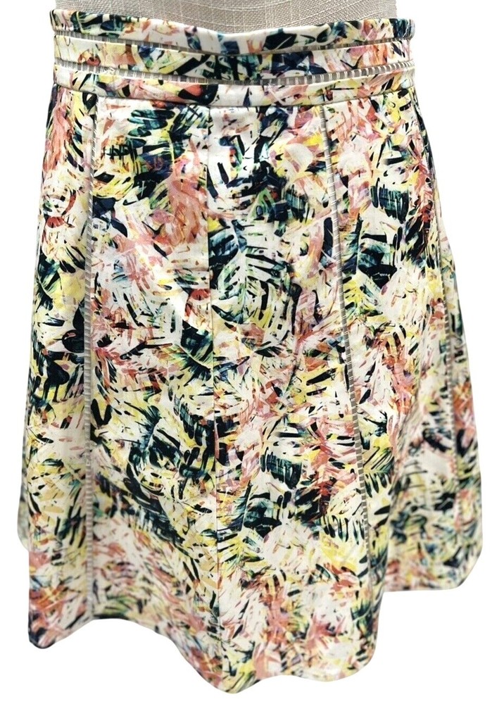 Parker Womens Multicolor Tropical Print Pleated Skirt Size 10