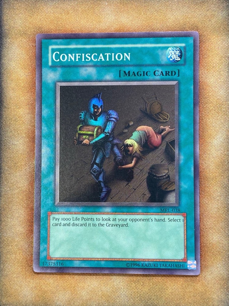 YuGiOh MRL-038 Confiscation Super Rare 1st Edition Light Play