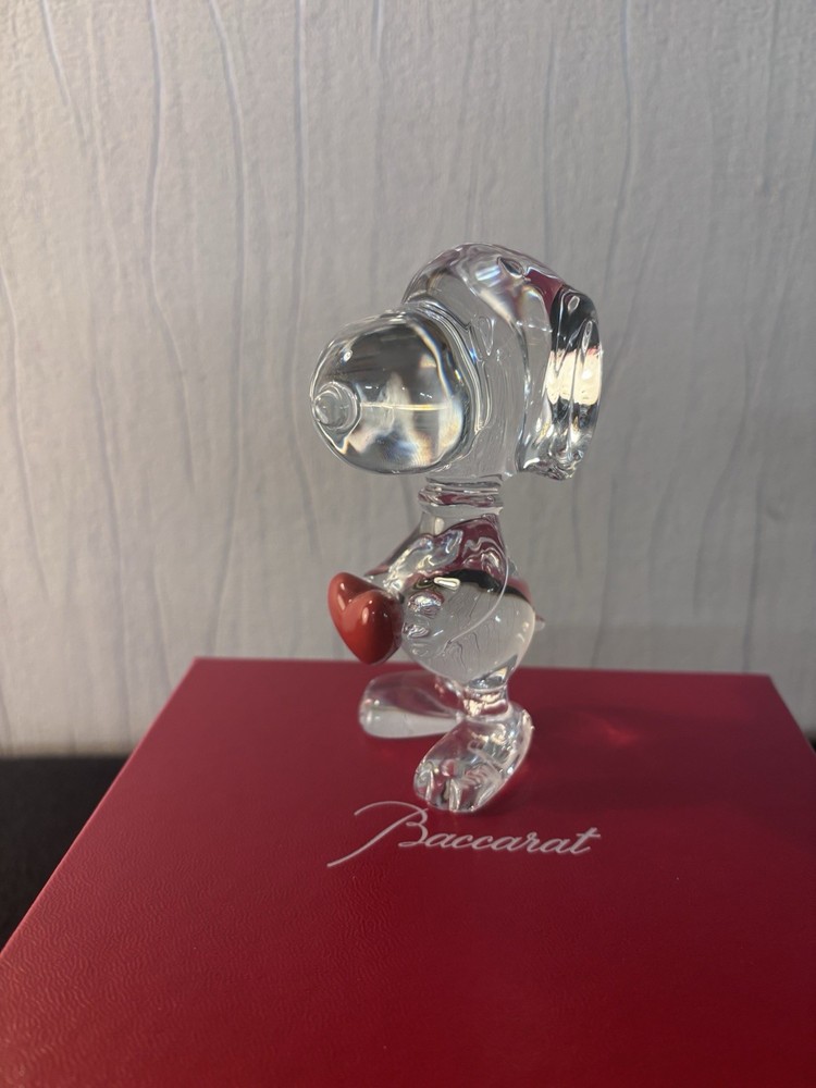 Snoopy Heart In Baccarat Crystal