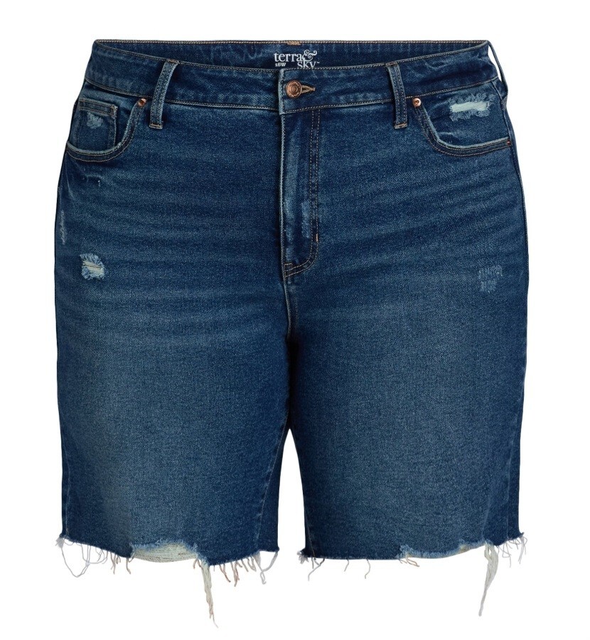 New Terra & Sky Womens Destructed Bermuda Short Size 2X(22W)