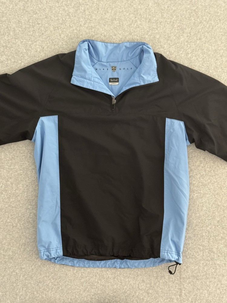 Nike Golf Storm-Fit Black Blue Short Sleeve 1/4 Zip Windbreaker Men’s Medium
