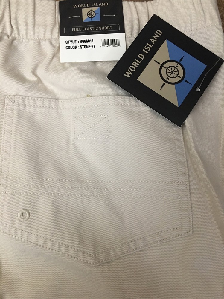Men Golf Shorts 2XL Chino Elastic Waist Drawstring Pockets Walking Outdoors NWT