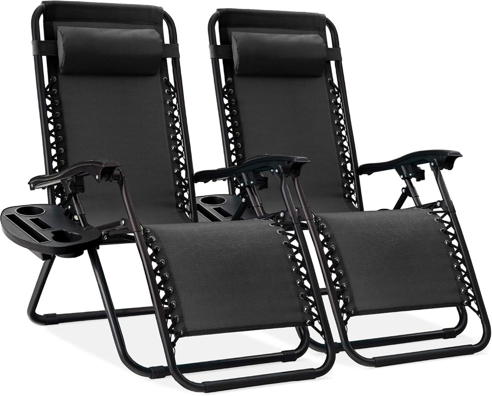 Steel Mesh Zero Gravity Patio Lounge Chairs Set of 2