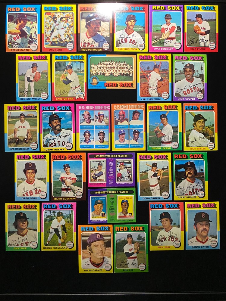 BOSTON RED SOX 1975 Topps Complete Team Set! (29 Cards) Rice & Lynn RC,Yaz,Fisk+