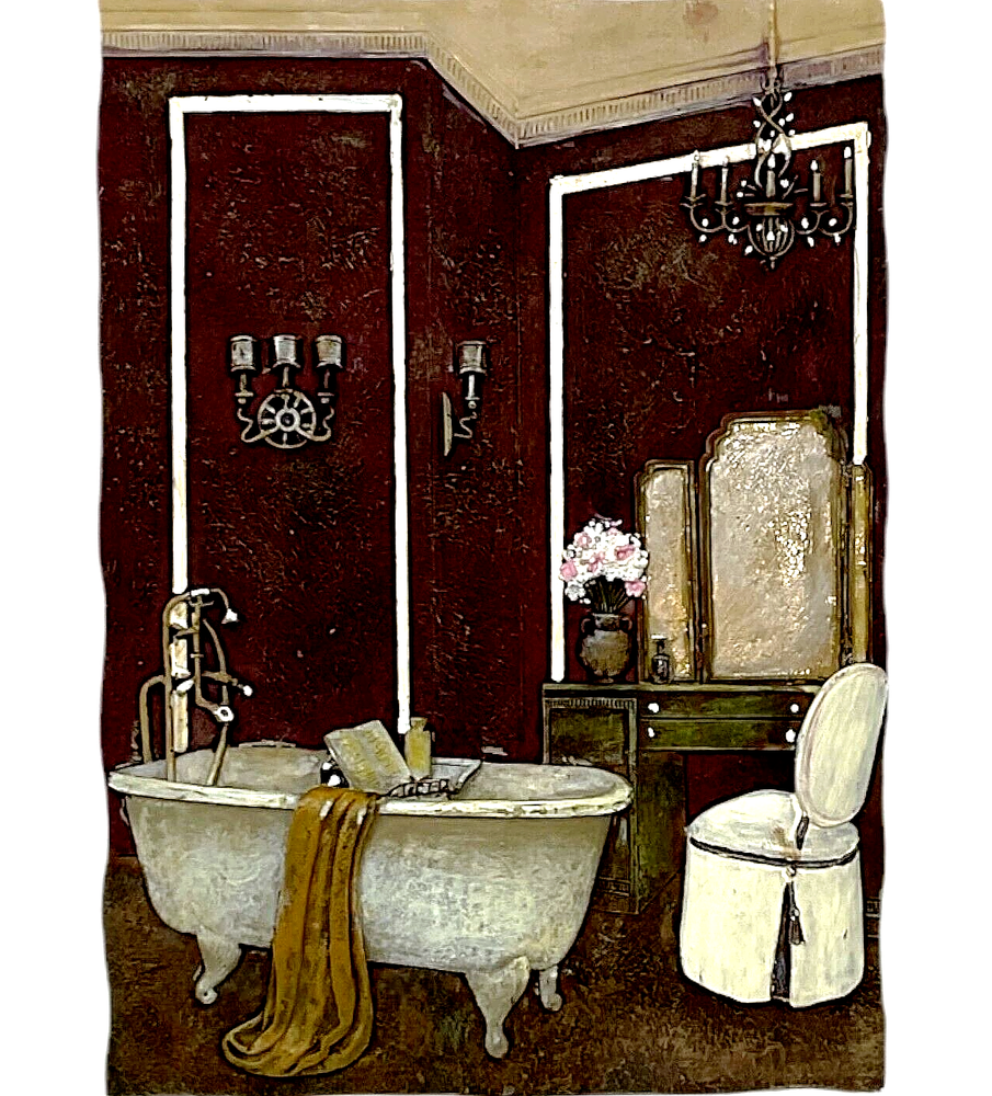 M. Donovan 3D Ceramic Bathroom Bath Tub Wall Art Plaque Tile - 6.25