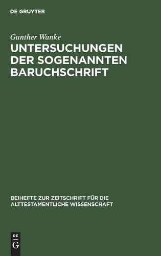 Gunther Wanke Untersuchungen der sogenannten Baruchschrift (Hardback)