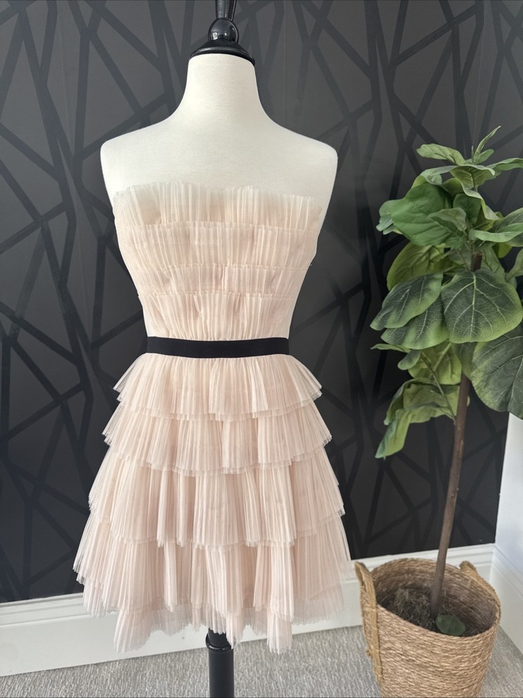 BCBGMAXAZRIA Women's Sleeveless Short Lace Dress Color Vanilla Size 2