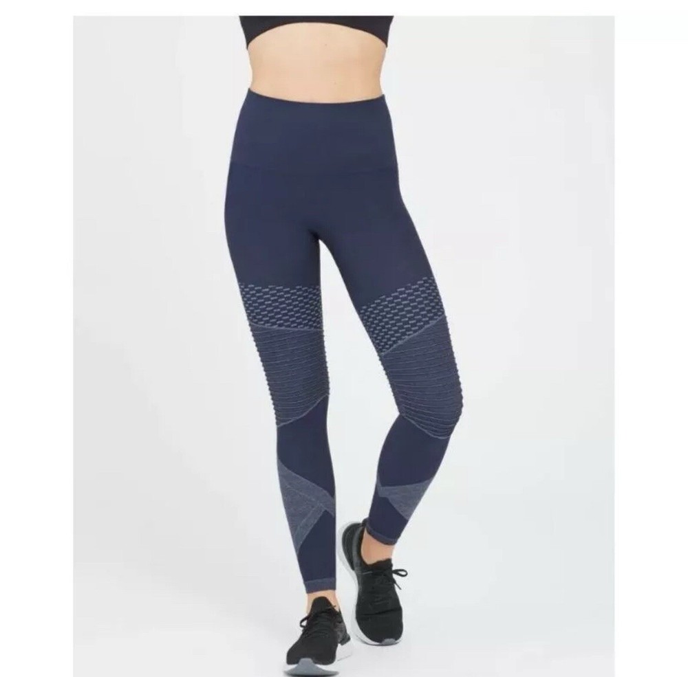 Spanx Look at Me Now Seamless Moto Leggings Indigo Sky Blue 50200R S P1