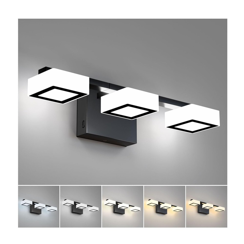 LED Modern Bathroom Light Fixtures, 3-Light Dimmable Vanity Lights with 5 Col...