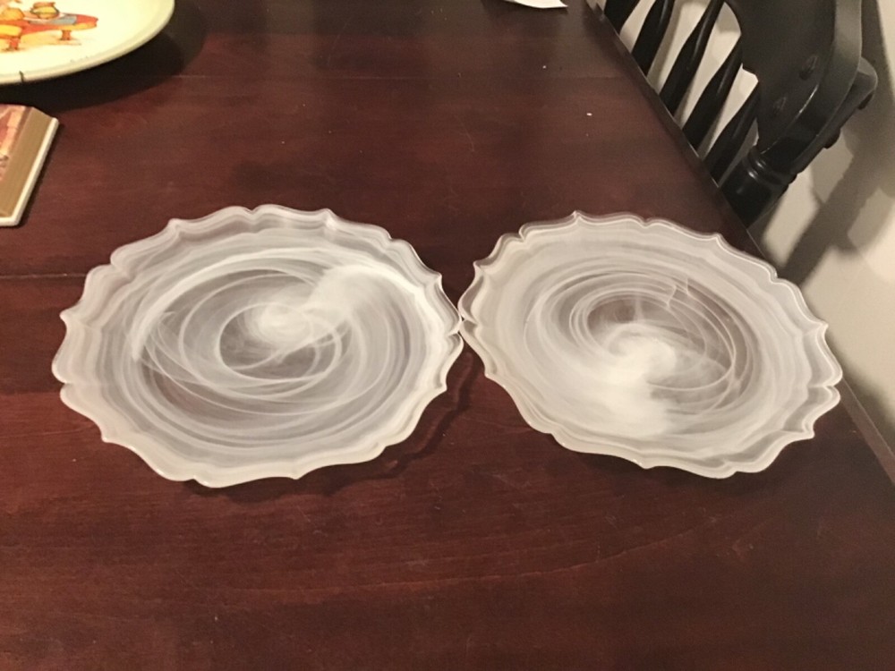 artistic accents glass white swirled salad plates set of 2